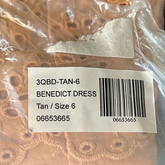 St. Roche Benedict Eyelet Midi Dress in Tan, Convertible Straps. Size 6. NWT! - Picture 10 of 12